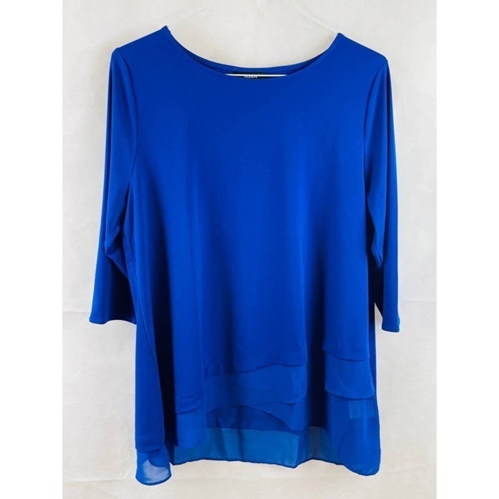 Alfani 3/4 Sleeve Scoop Neck Royal Blue Blouse